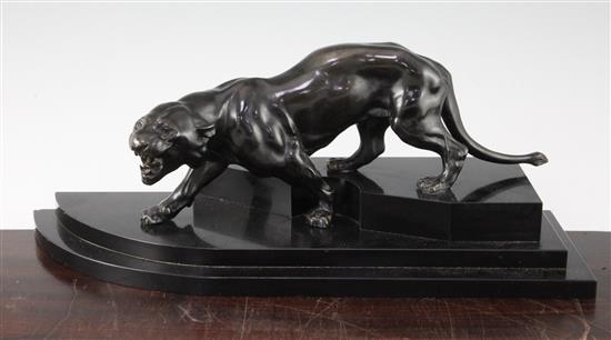 An Art Deco bronzed metal figure of a panther, 16.5in.